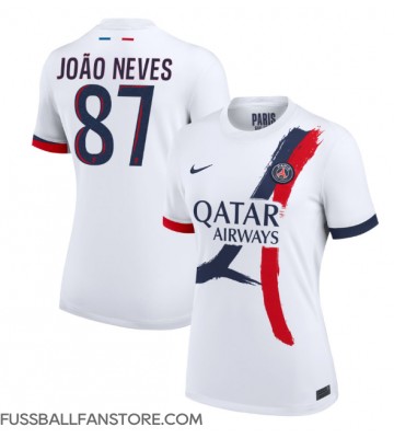 Paris Saint-Germain Joao Neves #87 Replik Auswärtstrikot Damen 2024-25 Kurzarm